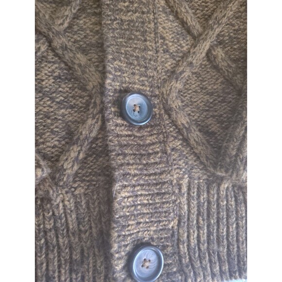 Smiling London Mens Large Wool Blend Cable Knit Cardigan Sweater Lodge Grandpa - Picture 6 of 11